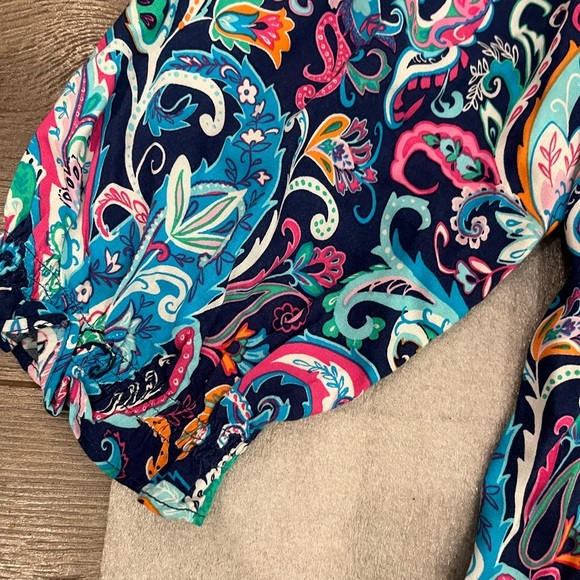 [L]Talbots Vibrant Paisley Tie-Neck Popover Blouse - Picture 3 of 8